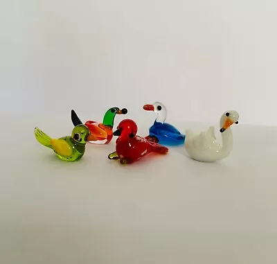 Bird Collection - Set Of 5 Tiny Handmade Lampwork Glass Animals • £14.49