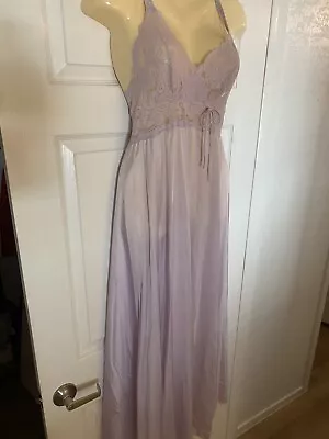 ELEGANT Vintage OLGA Bodysilk NIGHTGOWN Long NYLON Gown Stretch Top LACE M • $69.99