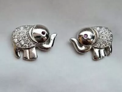 1Ct Round Cut Real Moissanite Women Elephant Stud Earrings 14K White Gold Plated • $127.97