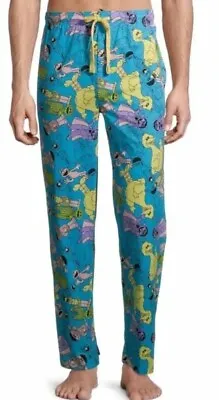 Men's Sesame Street Sleep Lounge Pajama Pants Large Big Bird Oscar Elmo Count 36 • $14.99