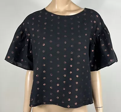 Gorman Green Label Black & Bronze Polka Dot Top - Size 12 • $35