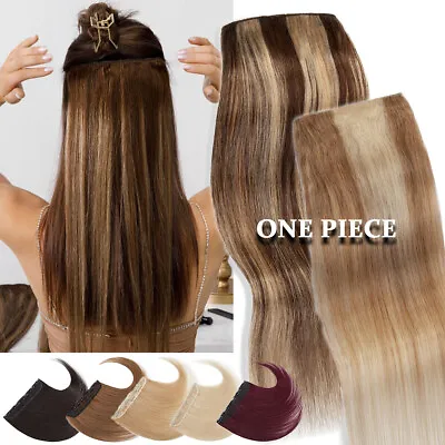 $28.24 • Buy CLEARANCE Clip In One Piece 100% Human Hair Remy Thick Hair Extensions Highlight
