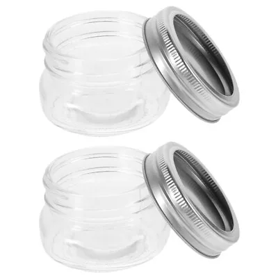 2Pcs Small Glass Jars Mini Mason Jar Wide Mouth Small Jam Honey Container Jars • $15.98