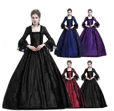 Womens Halloween Gothic Costume Medieval Renaissance Witch Cosplay Fancy Dress • £16.91