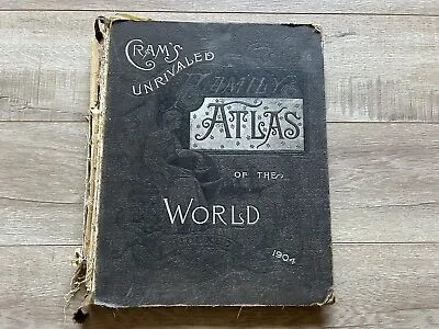 Antique 1904 Vintage Cram's Unrivaled Atlas Of The World Collectible Book • $69.99