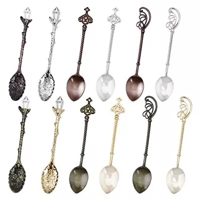 Retro Spoons Crystal Alloy Coffee Spoons Vintage Carved Teaspoons Decorati... • $14.29