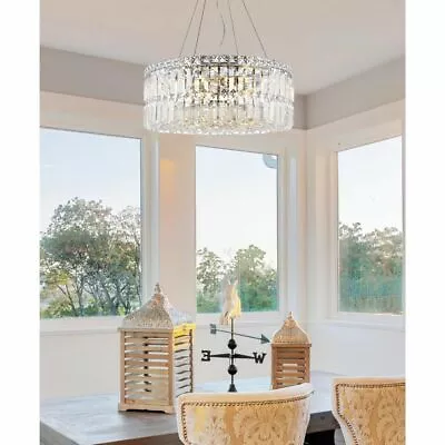 Modern Crystal Shade Pendant Chandelier Ceiling Fixture Hanging 12 Light 20 Inch • $1310.07