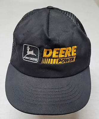 Vintage John Deere Hat Deere Power Black Mesh Trucker Snapback Hat • $18.95