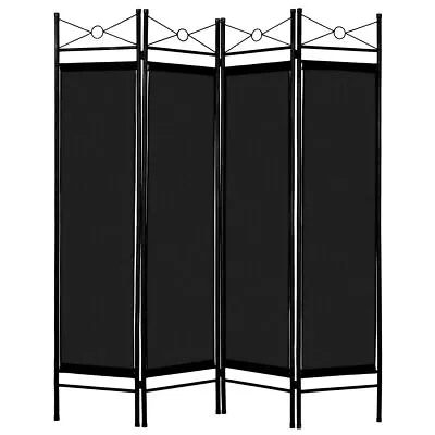 4 Panel Room Divider Privacy Screen Multifunction Fabric Metal Frame Home Black • $55.99