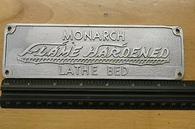 Vintage Original Monarch Flame Hardened Lathe Bed Emblem 10EE Cast Aluminum • $125
