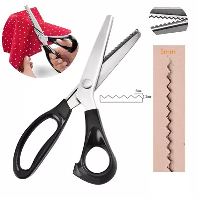 Stainless Steel Zig Zag Scissors Cut Sewing Crafts Dressmaking Pinking Shears • £4.99