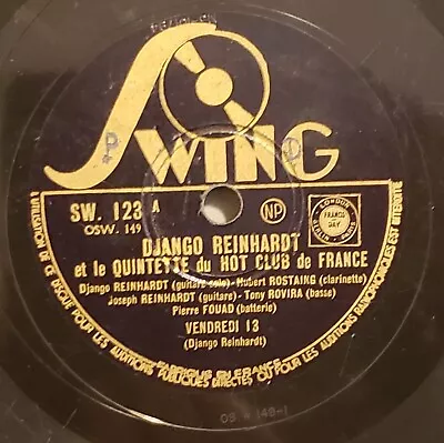 Django Reinhardt With QHCF Vendredi 13 / Crepuscule 78 RPM SW 123 • $35