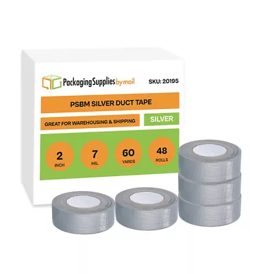 48 Rolls 2  X 60 Yards Silver Heavy Duct Tape 6 MIL Utility Grade Adhesive Tapes • $131.95