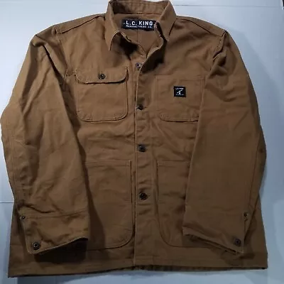 LC King Pointer Brand Chore Jacket Coat Canvas Brown Tan Large Made In USA Duck • $119.99