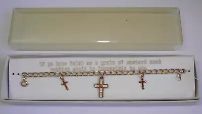 Vtg Religious Cross Charm Bracelet Grain Mustard Seed Faith Nothing Impossible • $25