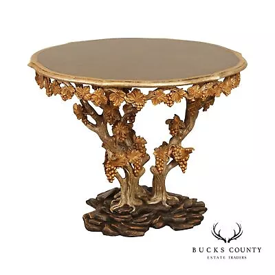 Italian Venetian Carved Wood Faux Bois Center Table • $4195