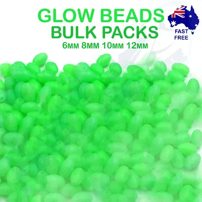 $7.95 • Buy BULK Fishing Lumo Soft Glow Beads Green Oval 6mm 8mm 10 12mm Tackle Lure Snapper