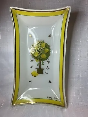 Vtg GEORGES BRIARD Signed Rectangular Glass Serving Tray Lemon Trees 11” • $34