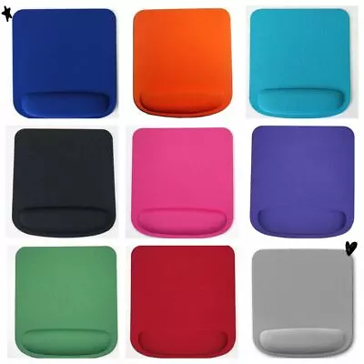 Square Premium Anti Slip Mouse Mat With Wrist Support For Laptop Pc Many Colours • £3.99