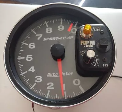 Autometer 3903 Sport-Comp Tachometer 5  10K RPM Pedestal W/ Int. Shift-Lite • $75