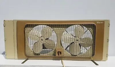 VTG Marvin Beige Dual Twin Window Fan Works Adjusts 26.5 To 32 Wide Also Stands • $57.04