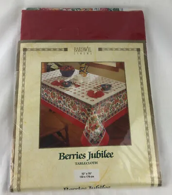 Fabric Tablecloth Berries Jubilee 52x70  Bardwil Linens Fruit Multicolor Red  • $29.99