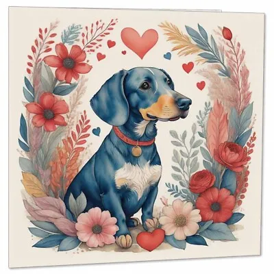 Dachshund Greeting Card - Cute Sausage Dog Anniversary Birthday  145mm X 145mm • £2.99