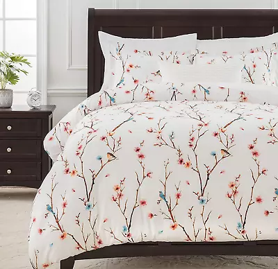 Premium Spring Cherry Blossom Duvet Comforter Cover Bedding Set Queen Size - Wat • $66.57