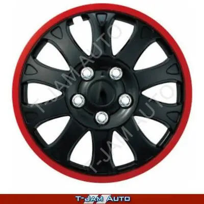 Wheel Covers 13 Inch Black & Red Gloss Set Of 4 Universal • $58.45