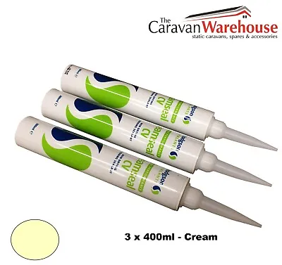 Static Caravan & Motorhome Cream Seamseal Non Drying Bedding Sealant (3 Pack) • £11.95