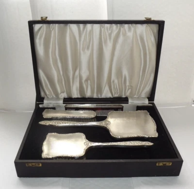 £159 • Buy Vintage Solid Silver Sterling Dressing Table Set, 4 Piece Cased  Birmingham 1951