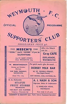 Weymouth V Aldershot (FA Cup) 1949/1950 - Football Programme • £34