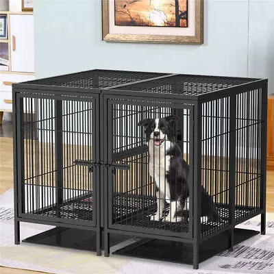 Heavy Duty Dog Crate Strong Metal Frame Dog Cage Huge Elevated Pet Kennel W Tray • $42.91