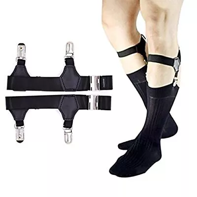 2 Pack Adjustable Elastic Sock Garters With Metal Clips Sock Suspenders • $17.83
