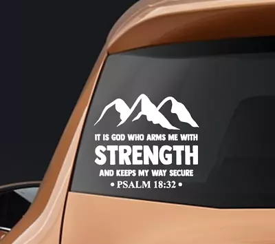 Vinyl Decal Car Truck Sticker Bible Verses Psalm 18:32 Arms Me With Strength • $16.86