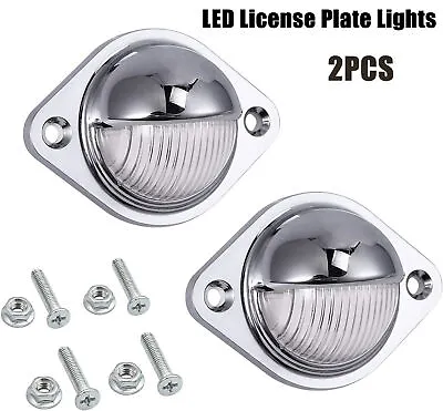 2x Universal Chrome 3 LED License Plate Tag Light Lamp Fit Truck Suv Trailer Van • $9.99