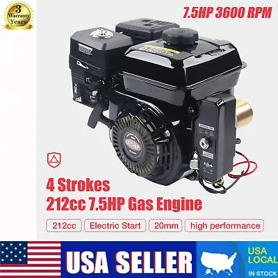 $180 • Buy 212CC 4-Stroke 7.5 HP Electric Start Horizontal Engine Go Kart Gas Engine Motor