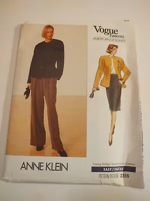 Vintage Vogue American Designer Pattern Anne Klein # 2355 Size 6-8-10 Uncut • $8.43