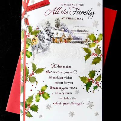 All The Family Christmas Card 9 X6  Snow Scene Nice Message Lovely Special Verse • £2.85
