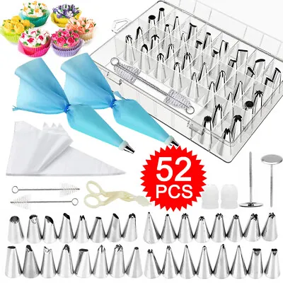 £10.99 • Buy 52 Pcs Set NOZZLE BOX Cake Baking Decorating Kit Tools Piping Tips  Icing Bags