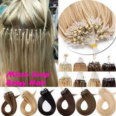 200PCS Thick Micro Ring Loop Tip 100% Remy Human Hair Extensions Micro Bead Link • $32.05