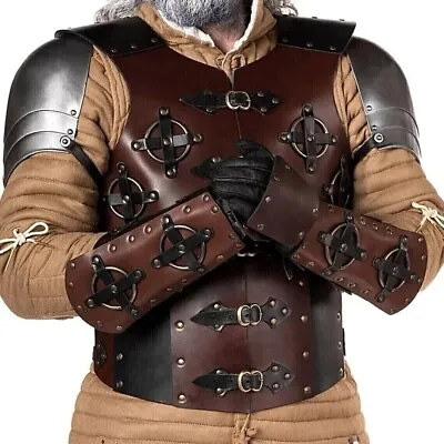 Leather Armor Medieval Body Archer Armor W Arm Guard Larp Cosplay Costume Armor • $270.44