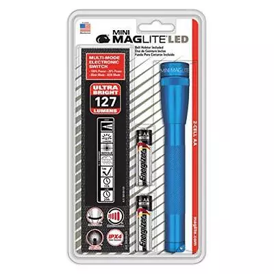 Maglite Mini LED 2-Cell AA Flashlight With Holster Blue • $30.29