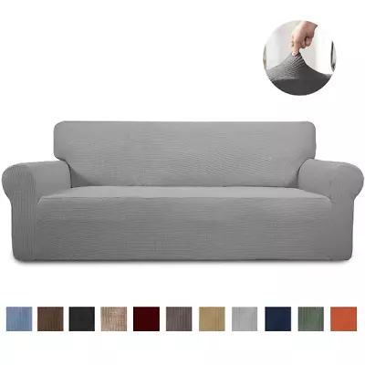 1/2/3 Seater Slipcover Solid Color Sofa Covers Stretch Couch Furniture Protector • £25.99