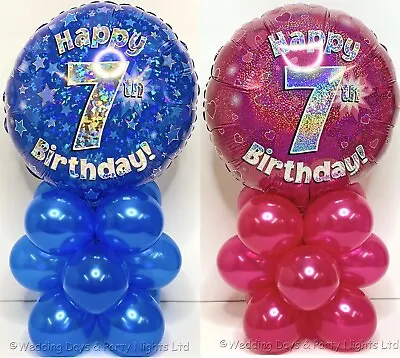 Happy 7th Birthday Foil Balloon Display Kit Party Table Decor No Helium Req  O-- • £5.25