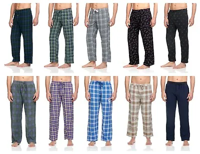 3 Pack Men's Cotton Flannel Plaid Pajama Pants Elastic Waist With Drawstring • $25.59