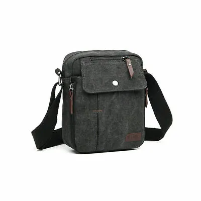 Mens Multi Pocket Shoulder Bag Adjustable Cross Body Canvas Work Travel Bag • £9.99