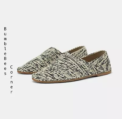 ZARA Babouches NATURAL COTTON WOVEN Flats MOROCCAN WEAVED Shoes 37 NWT 3555/001 • £47.25