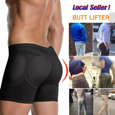 Mens Padded Butt Lifter Underwear Fake Ass Enhancer Shaper Shorts Boxer Briefs • $21.79