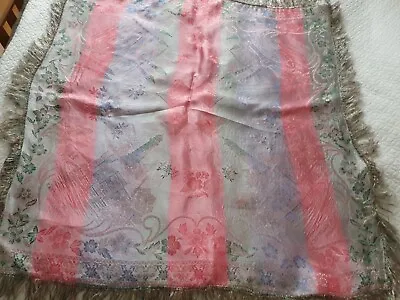 Vintage Silky Satin Woven Venetian Tablecloth With Fringe Vgc • $18.67